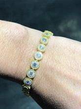 LIV 18k Yellow Gold Sterling Silver White Sapphire Round Halo Pave Tennis Bracelet 7" Length Gift