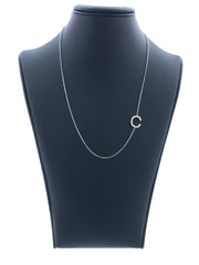 LIV 14k White Gold & Natural Diamonds Initial C Sideway Design Necklace 16"-18" L