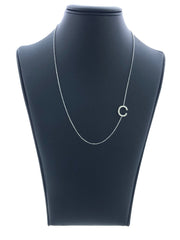 LIV 14k White Gold & Natural Diamonds Initial C Sideway Design Necklace 16"-18" L