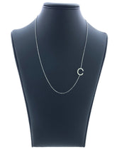 LIV 14k White Gold & Natural Diamonds Initial C Sideway Design Necklace 16"-18" L