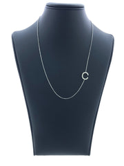 LIV 14k White Gold & Natural Diamonds Initial C Sideway Design Necklace 16"-18" L