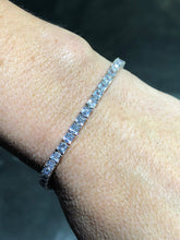 LIV Platinum Over Sterling Silver Asscher Cut White Sapphire Halo Design Tennis Bracelet Bridal Gift