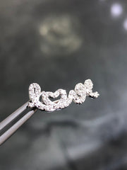 LIV 14k White Gold Genuine Diamonds 0.36ct G/VVS Pave Round Shape Halo LOVE Ear Climber Earrings