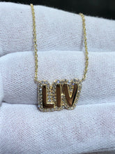 LIV 14k White Gold & Natural Diamonds G/VS1 Custom Made LIV Name Halo Necklace 16" Length