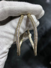 LIV 18k Yellow Gold Sterling Silver White Sapphire Inside Out Large 2.25" Diameter Twisted Hoop Earrings Gift