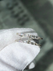 LIV 14k White Gold & Natural White Diamonds Baguette Wide Design Wide Band Ring G/VS1 Size 7