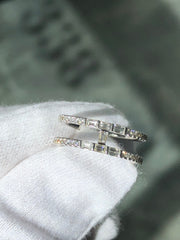 LIV 14k White Gold & Natural White Diamonds Baguette Wide Design Wide Band Ring G/VS1 Size 7