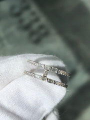 LIV 14k White Gold & Natural White Diamonds Baguette Wide Design Wide Band Ring G/VS1 Size 7