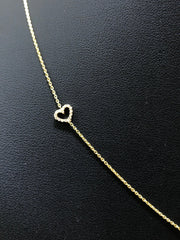 LIV 14K Yellow Gold Hand Made Natural Diamonds Mom & Heart Design Personalized Necklace Any Word or Phrase Available 16" Length