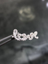 LIV 14k White Gold Genuine Diamonds 0.36ct G/VVS Pave Round Shape Halo LOVE Ear Climber Earrings