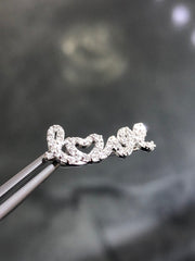 LIV 14k White Gold Genuine Diamonds 0.36ct G/VVS Pave Round Shape Halo LOVE Ear Climber Earrings