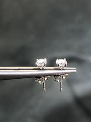 LIV 14k White Gold Genuine Diamonds 0.50ct tw G/VS1 Round Shape Halo Solitaire Stud Earrings