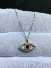 LIV 14k Yellow Gold Blue Sapphire & Natural Diamonds G/VS1 Custom Made Evil Eye Halo Necklace 16" Length