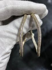 LIV 18k Yellow Gold Sterling Silver White Sapphire Inside Out Large 2.25" Diameter Twisted Hoop Earrings Gift