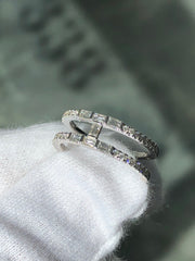 LIV 14k White Gold & Natural White Diamonds Baguette Wide Design Wide Band Ring G/VS1 Size 7