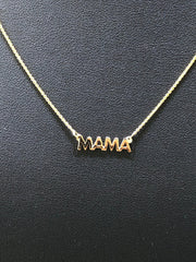 LIV 14K Yellow Gold Hand Made Mama Design Personalized Necklace Any Word or Phrase Available 16" Length