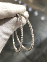 LIV 14k White Gold & Natural Diamonds Inside Out Large Hoop Earrings Gift