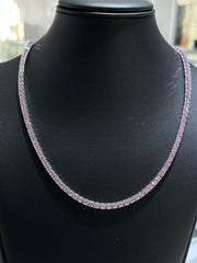 LIV Platinum Sterling Silver Prong Set Pink Sapphire Classic Layered Tennis Necklace 20" Length Gift