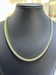 LIV 18k Yellow Gold Sterling Silver Prong Set White Sapphire Classic Layered Tennis Necklace 16" Length
