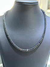 LIV Black Rhodium Sterling Silver Prong Set Black Sapphire 4mm Classic Layered Tennis Necklace 16" Length