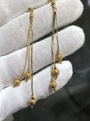 LIV 14k Yellow Gold Diamond Cut Long Chandelier Design Stud Earrings Butterfly Backs