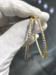 LIV 18K Gold Sterling Silver Inside Out White Sapphire Large Hoop Earrings Gift