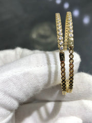 LIV 18K Gold Sterling Silver Inside Out White Sapphire Large Hoop Earrings Gift