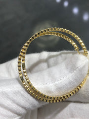 LIV 18K Gold Sterling Silver Inside Out White Sapphire Large Hoop Earrings Gift