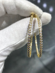 LIV 18K Gold Sterling Silver Inside Out White Sapphire Large Hoop Earrings Gift