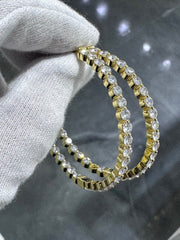 LIV 18K Yellow Gold Sterling Silver Inside Out White Sapphire Large Hoop Earrings Gift