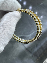 LIV 18K Yellow Gold Sterling Silver Inside Out White Sapphire Large Hoop Earrings Gift