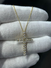 LIV 14KT Solid Yellow Gold Natural White Diamonds Large Cross Pendant Necklace Gift