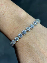 LIV Platinum Sterling Silver White Sapphire Round Cut Pave Halo Design Tennis Bracelet Gift 7" Length