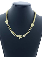 LIV 18k Yellow Gold Sterling Silver Pave Heart Halo Design Choker Tennis Necklace Gift