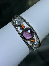 LIV Platinum Sterling Silver Simulated Gemstone Cushion Cut Cable Bangle Cuff Bracelet Gift