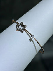 LIV Rose Gold Sterling Silver Simulated White Sapphire Pave Round Cut Halo Star Cable Bangle Bracelet Gift