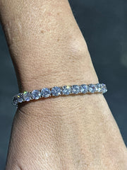 LIV Platinum Sterling Silver White Sapphire Round Cut Halo 6mm Wide Tennis Bracelet Gift 7" Length