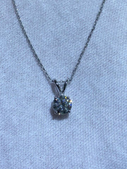 LIV 14k White Gold & Moissanite Round Cut 1.00ct G/VS1 Solitaire Halo Stackable Pendant Necklace 16"L