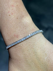 LIV Platinum Sterling Silver White Sapphire Princess Cut Unique Channel Set Halo Tennis Bracelet Gift 7" Length