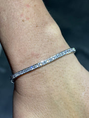 LIV Platinum Sterling Silver White Sapphire Princess Cut Unique Channel Set Halo Tennis Bracelet Gift 7" Length