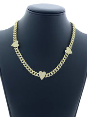 LIV 18k Yellow Gold Sterling Silver Pave Heart Halo Design Choker Tennis Necklace Gift