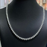 LIV Platinum Sterling Silver White Sapphire Round Cut Classic Bezel Halo Tennis Necklace 16"L 4mm Width Wedding Jewelry