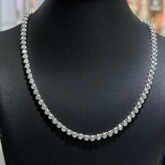 LIV Platinum Sterling Silver White Sapphire Round Cut Classic Bezel Halo Tennis Necklace 16"L 4mm Width Wedding Jewelry