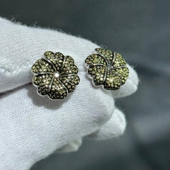 LIV 18k Yellow Gold Over Sterling Silver Hand Made Flower Cable Design Unique Cuff Links Bridal Wedding Gift
