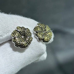LIV 18k Yellow Gold Over Sterling Silver Hand Made Flower Cable Design Unique Cuff Links Bridal Wedding Gift