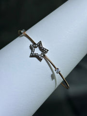 LIV Rose Gold Sterling Silver Simulated White Sapphire Pave Round Cut Halo Star Cable Bangle Bracelet Gift