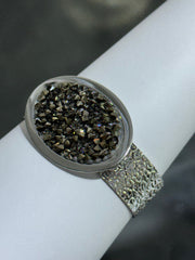 LIV Platinum Sterling Silver Oval Design Unique Bold Hand Made Hammered Cuff Bangle Bracelet Gift