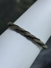 LIV 18k Black Gold Sterling Silver Twisted Mesh Design Magnetic Lock Halo Hand Made Soft Bangle Tennis Stack Bracelet Gift