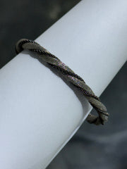 LIV 18k Black Gold Sterling Silver Twisted Mesh Design Magnetic Lock Halo Hand Made Soft Bangle Tennis Stack Bracelet Gift