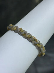 LIV 18k Yellow Gold Sterling Silver Twisted Braid Design Halo Mesh Hand Made Magnetic Lock Tennis Bangle Stack Bracelet Gift
